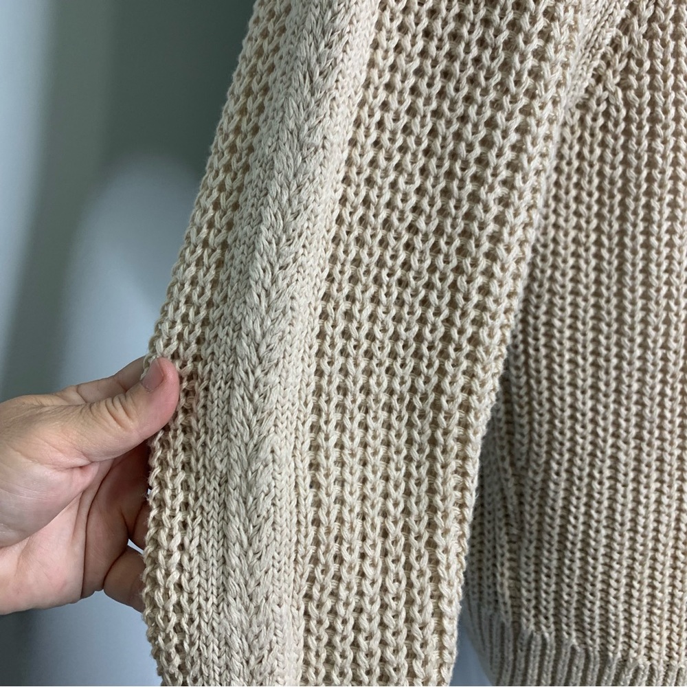 Garnet Hill Cream Chunky Knit Button-Front Cardigan - Picture 9 of 12
